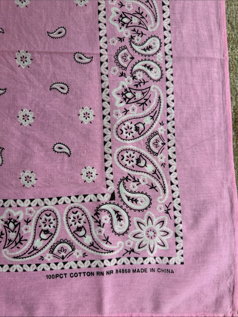 Vintage Light Pink Paisley Bandana | Square Cotton Scarf 21.5